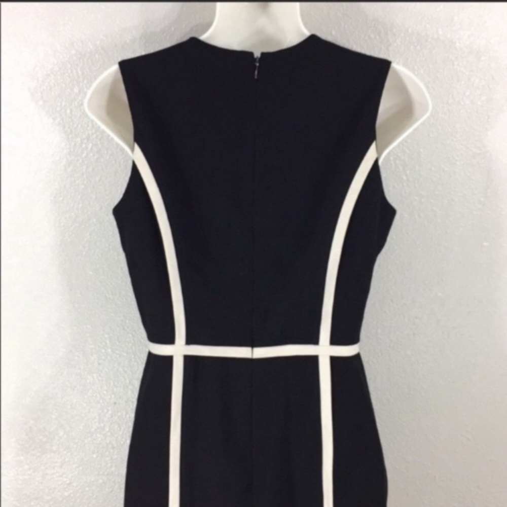 Calvin Klein black white frame trim sleeveless sheath dress 4 - Picture 6 of 9